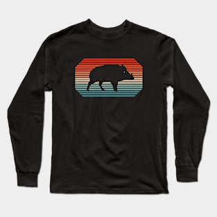 Retro wild boar motif grandpa animals wild boar Long Sleeve T-Shirt